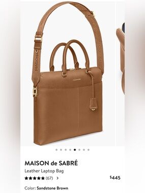 MAISON de SABRÉ Tan Leather Briefcase with Shoulder Strap